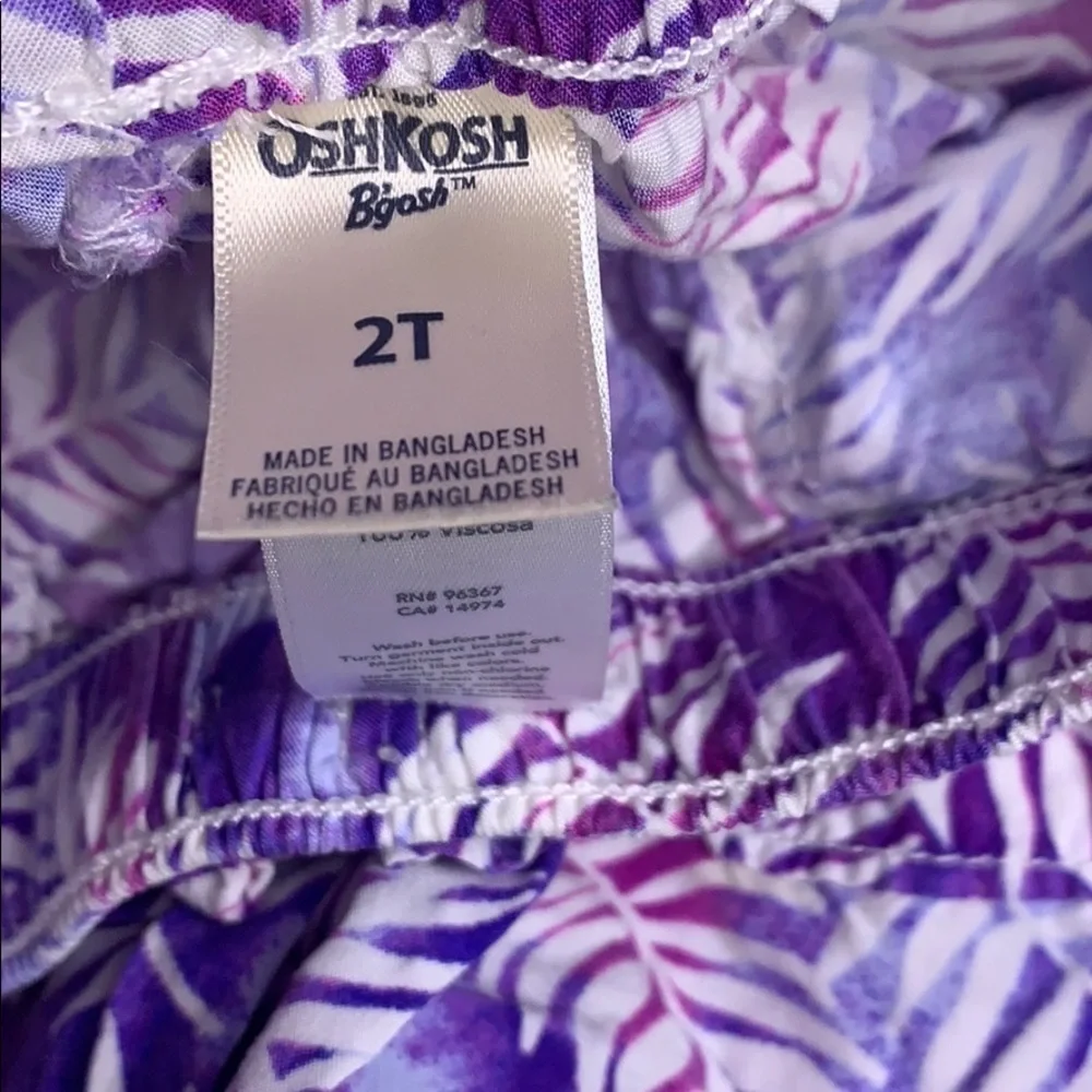 OshKosh B’Gosh watercolor palm print lounge pants purple toolset 2T